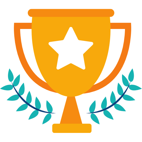 Cartoon graphic of a trophy.