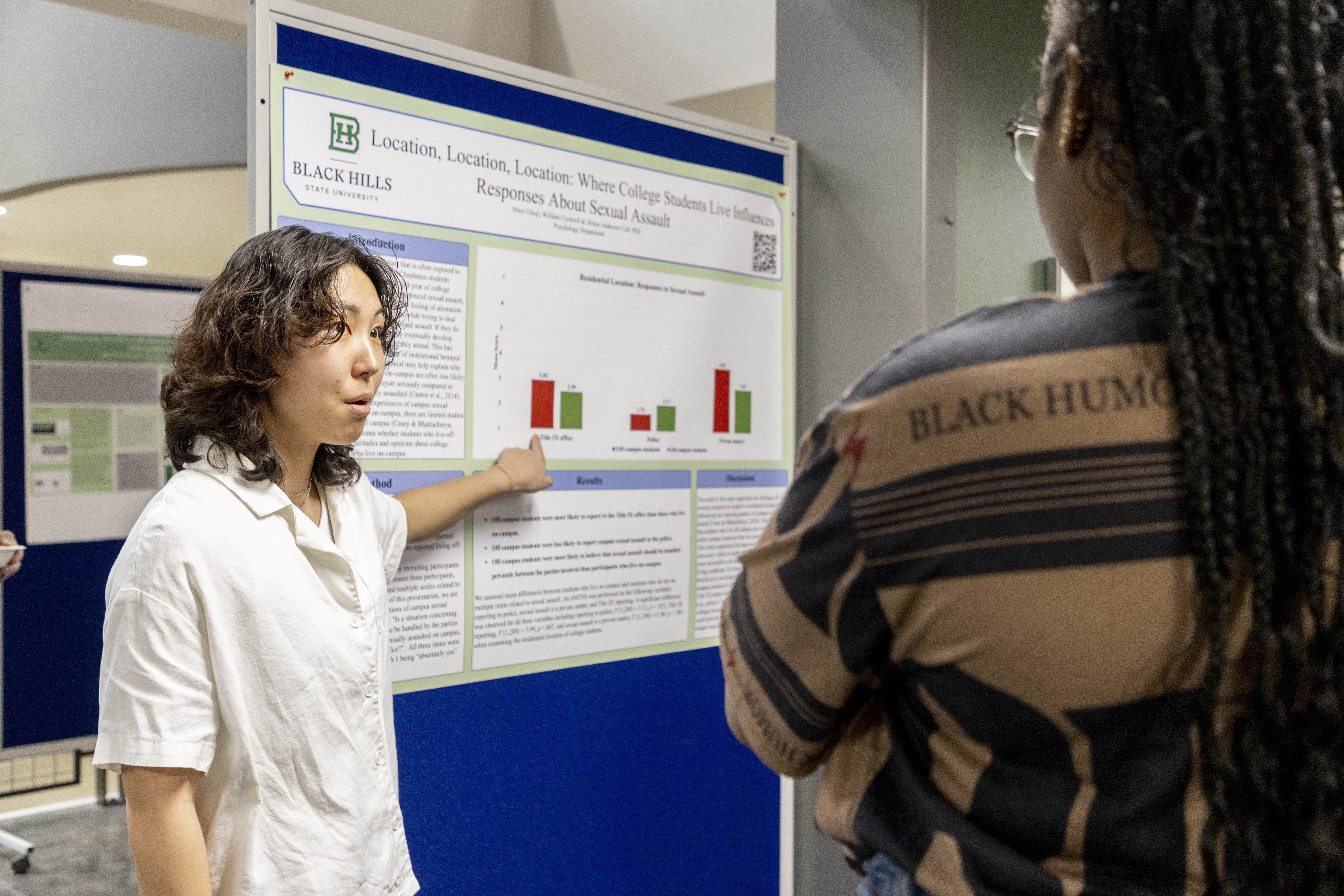 A BHSU Psychology student presents her research at the Black Hills State Research Symposium.