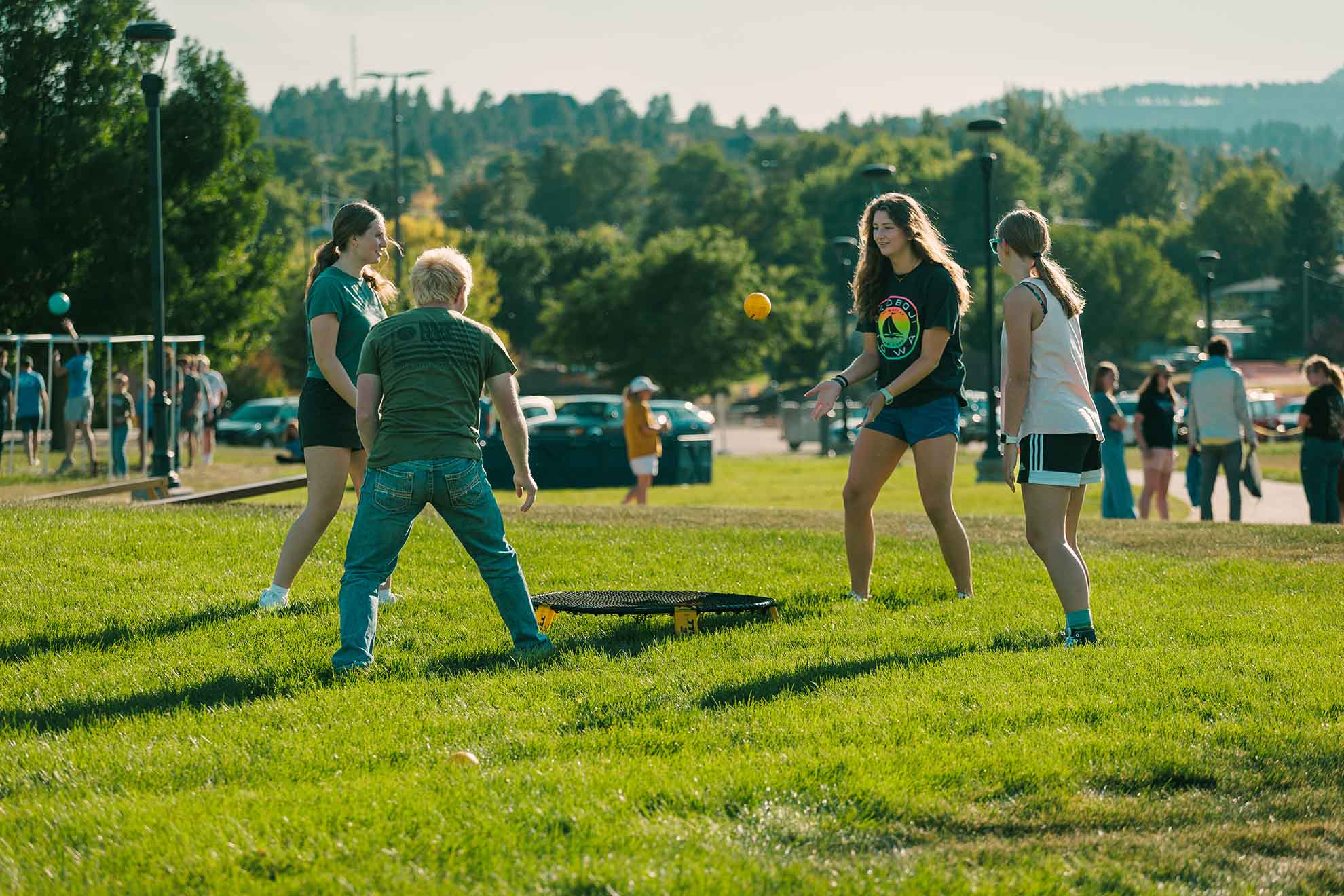 Students playing spikeball