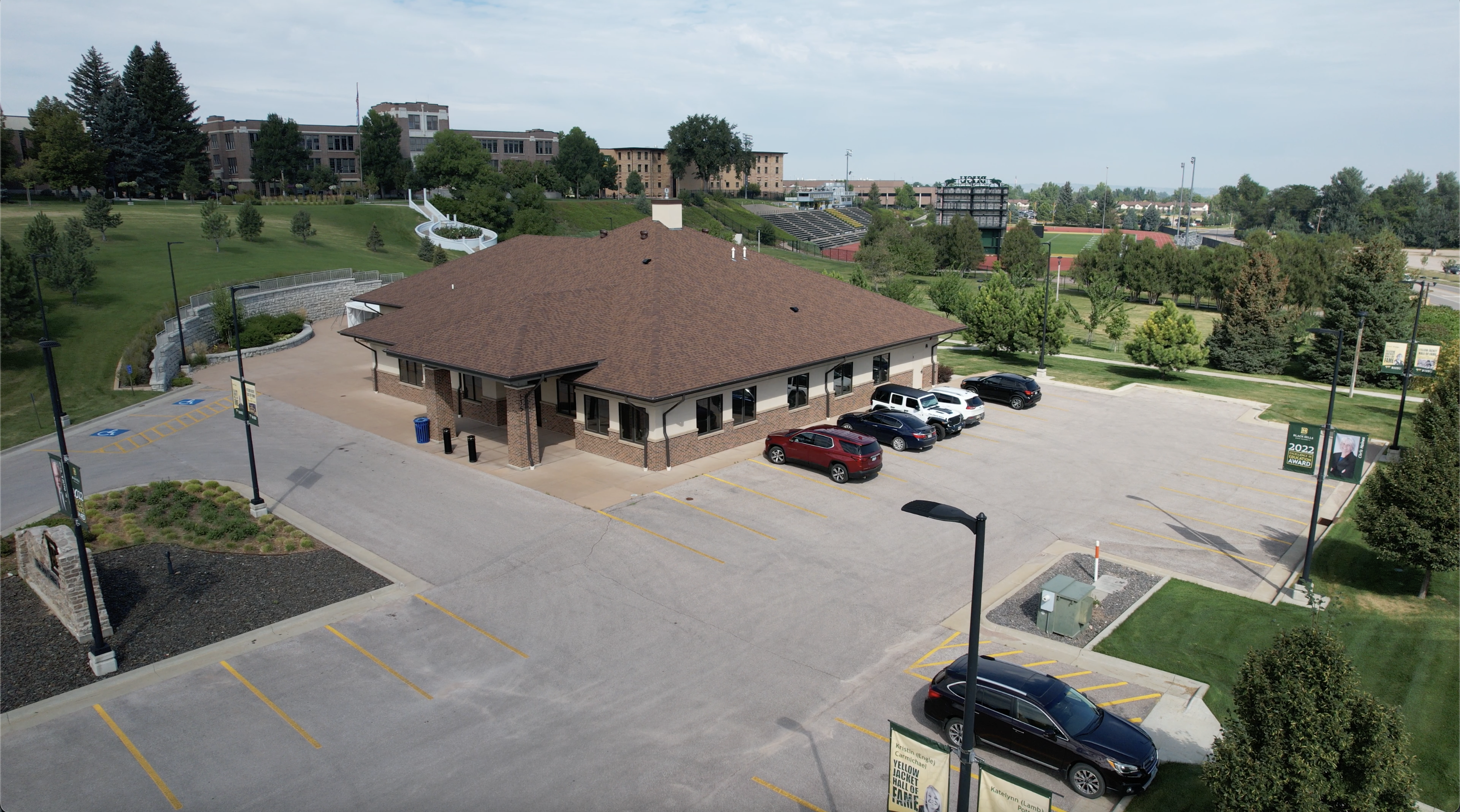 Drone image of the Joy Center