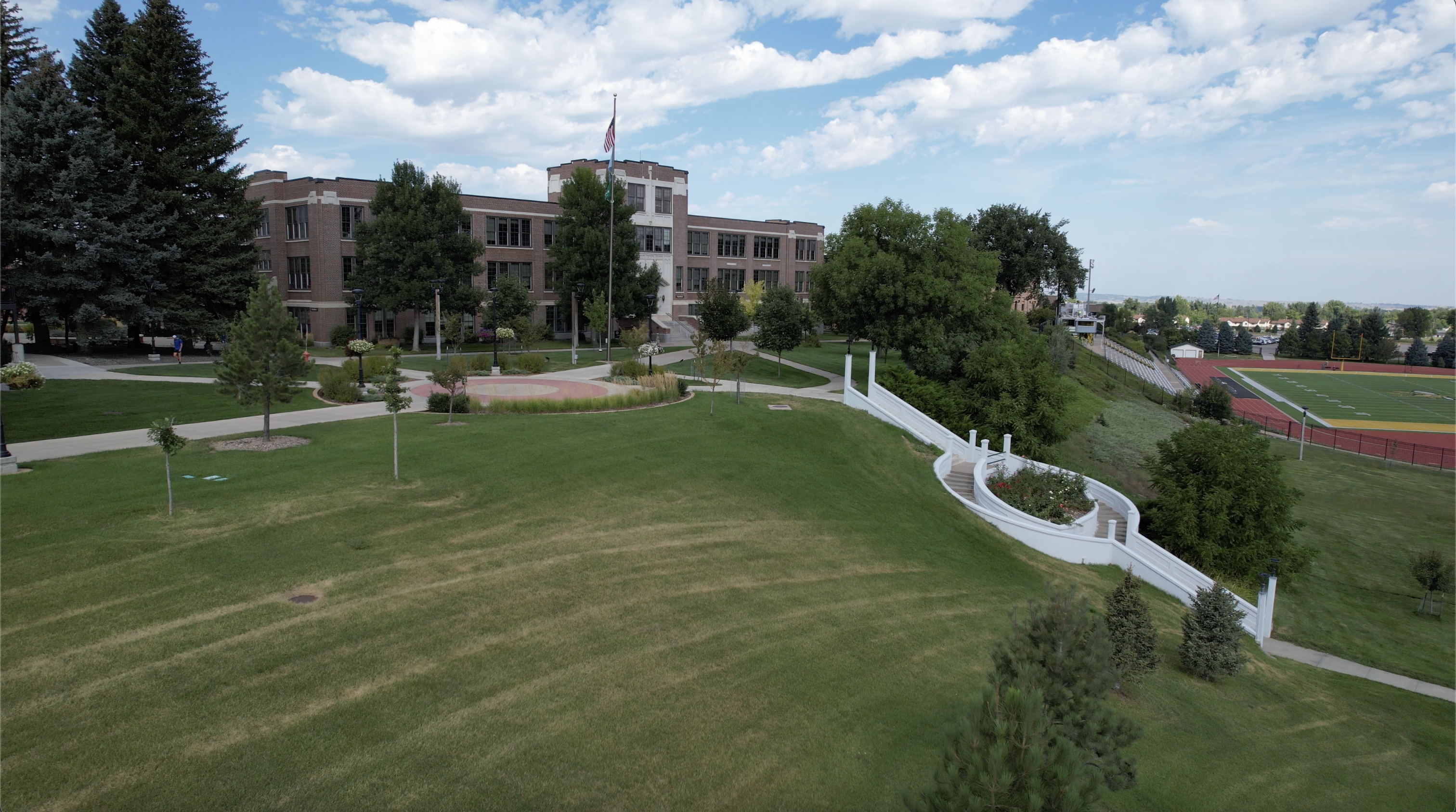 Drone image of Woodburn Hall